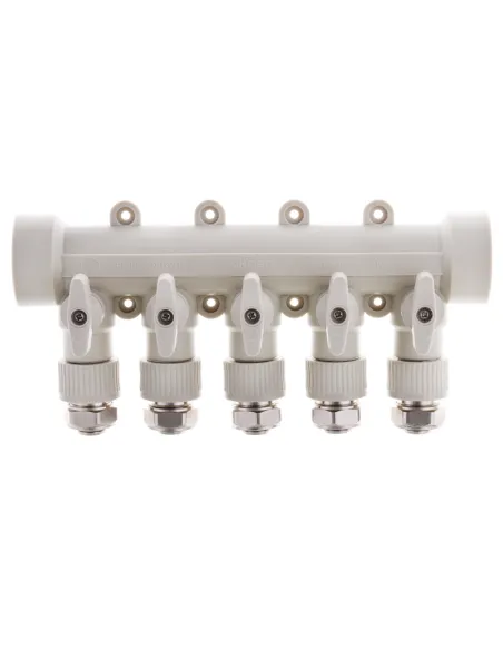 Колектор для ППР труб Koer K0193.PRO 5 виходів, з кульовими кранами та фітингом