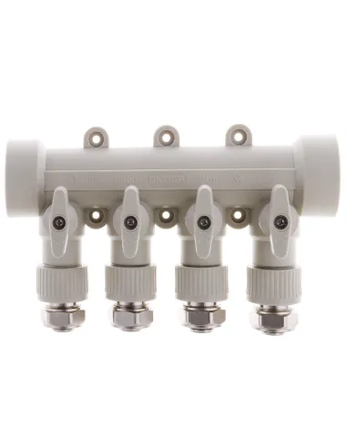 Колектор Koer K0192.PRO 4 виходи, з кульовими кранами та фітингом, для поліпропіленових труб