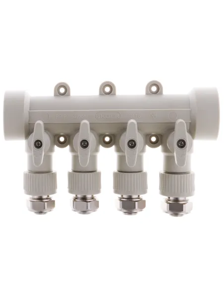 Колектор Koer K0192.PRO 4 виходи, з кульовими кранами та фітингом, для поліпропіленових труб