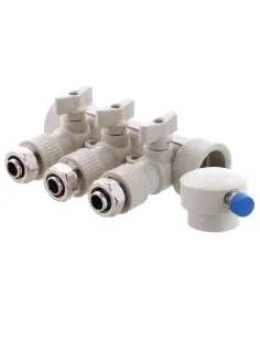 Колектор для ППР труб Koer K0191.PRO 3 виходи, з кульовими кранами та фітингом