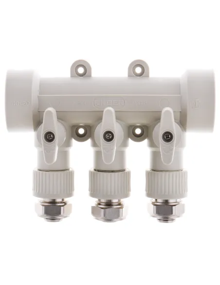 Коллектор для ППР труб Koer K0191.PRO 3 выхода, с шаровыми кранами и фитингом