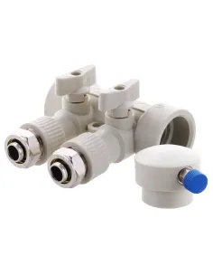 Коллектор для ППР труб Koer K0190.PRO 2 выхода, с шаровыми кранами и фитингом