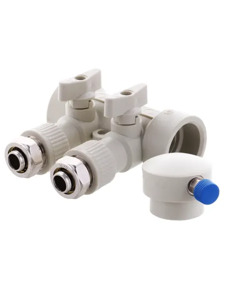 Колектор для ППР труб Koer K0190.PRO 2 виходи, з кульовими кранами та фітингом