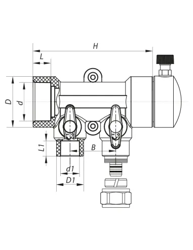 Колектор для ППР труб Koer K0190.PRO 2 виходи, з кульовими кранами та фітингом