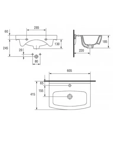 Керамическая мебельная раковина Cersanit Cersania 60