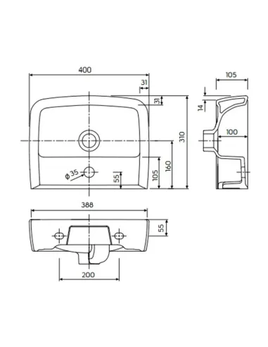 Керамическая раковина настенная Kolo Rekord 55 белая