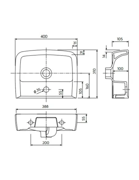 Керамическая раковина настенная Kolo Rekord 55 белая