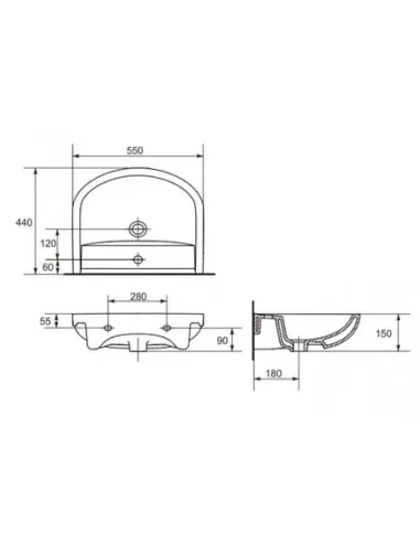 Керамическая раковина настенная Cersanit Arteco 55, мебельная купить в Днепре и Киеве - цена от КТУ