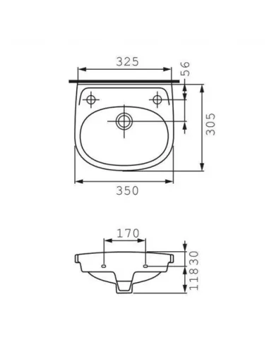 Керамічна настінна раковина Cersanit Еko 35 ліва купити в Дніпрі та Києві - ціна від КТУ