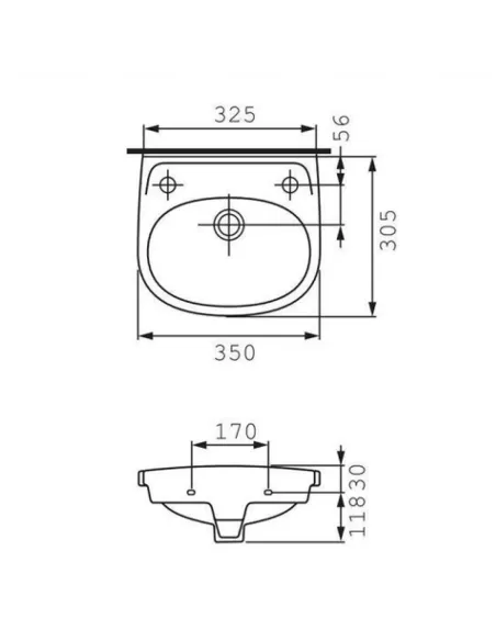 Керамічна настінна раковина Cersanit Еko 35 ліва купити в Дніпрі та Києві - ціна від КТУ