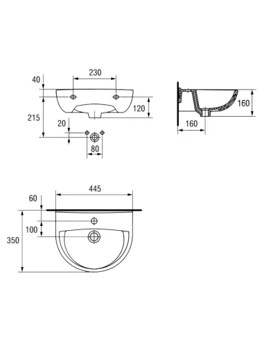 Умивальник для ванної кімнати Cersanit President 45 (з отвором) купити у Дніпрі та Києві - ціна від КТУ