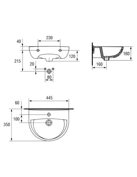 Умивальник для ванної кімнати Cersanit President 45 (з отвором) купити у Дніпрі та Києві - ціна від КТУ