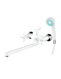 Смеситель для ванны Plamix Sirius-140 White двухвентильный, ABS-пластик
