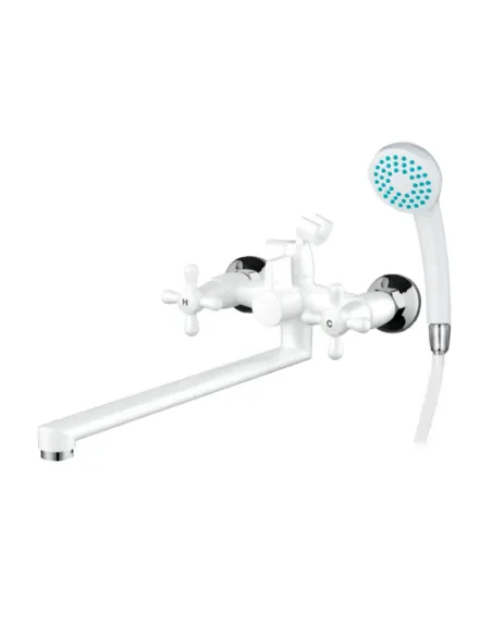 Змішувач для ванни Plamix Sirius-140 White двовентильний, ABS-пластик