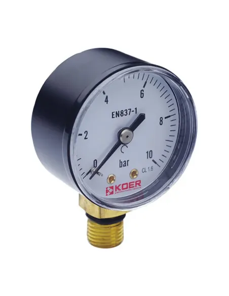 Манометр Koer KM.502R 50 мм, 10 Бар, з нижнім підключенням