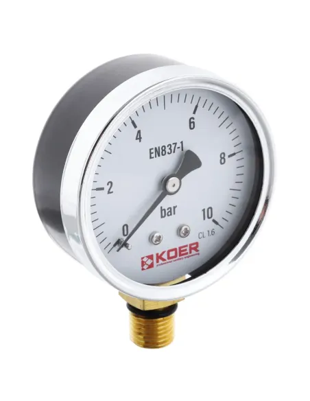 Манометр Koer KM.610R 63 мм, 10 Бар,с нижним подключением