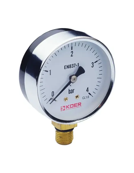 Манометр Koer KM.610R 63 мм, 4 Бар, з нижнім підключенням