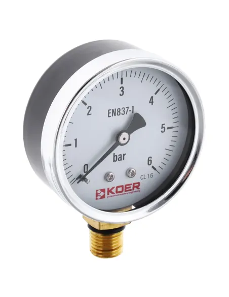 Манометр Koer KM.610R 63 мм, 6 Бар,с нижним подключением
