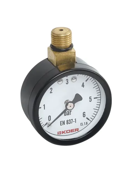 Манометр Koer KM.630R 50 мм, 6 Бар, с верхним подключением Манометр Koer KM.630R 50 мм, 6 Бар, с верхним подключением