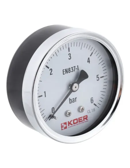 Манометр Koer KM.611A 63 мм, 6 Бар, с задним подключением