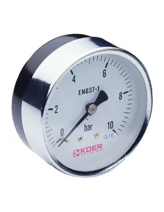 Манометр Koer KM.611A 63 мм, 10 Бар, с задним подключением