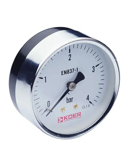 Манометр Koer KM.611A 63 мм, 4 Бар, с задним подключением