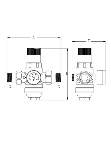 Редуктор давления Koer KR.1241, 3/4 дюйма, с фильтром тонкой очисткой и манометром