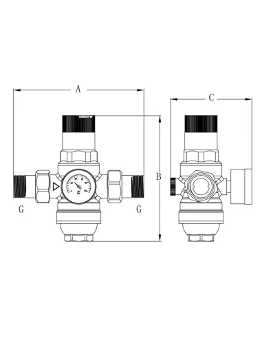 Редуктор давления Koer KR.1243, 1/2 дюйма, с фильтром тонкой очисткой и манометром
