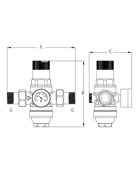 Редуктор давления Koer KR.1243, 1/2 дюйма, с фильтром тонкой очисткой и манометром
