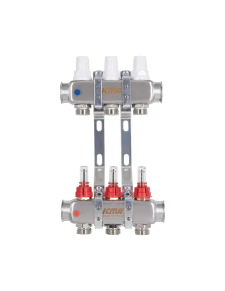 Коллектор для теплого пола Icma № К073 3 выхода, с расходомерами