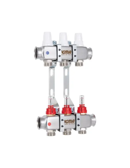Коллектор для теплого пола Icma № К073 3 выхода, с расходомерами