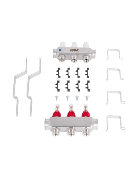 Колектор для теплої підлоги Icma № К073 3 виходи, з витратомірами