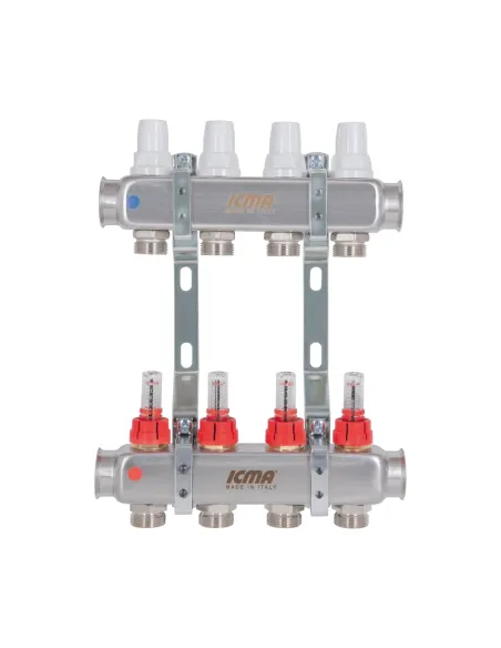 Колектор для теплої підлоги Icma № К073 4 виходи, з витратомірами