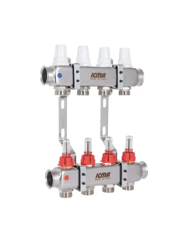 Колектор для теплої підлоги Icma № К073 4 виходи, з витратомірами