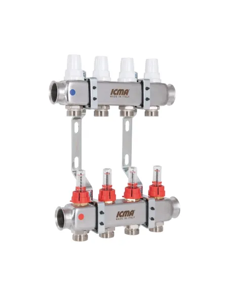 Колектор для теплої підлоги Icma № К073 4 виходи, з витратомірами