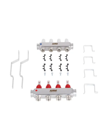 Колектор для теплої підлоги Icma № К073 4 виходи, з витратомірами