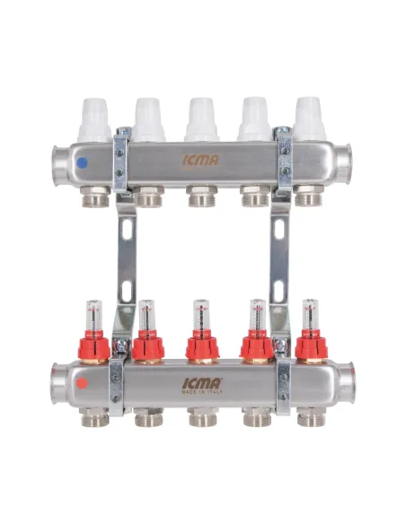 Колектор для теплої підлоги Icma № К073 5 виходів, з витратомірами