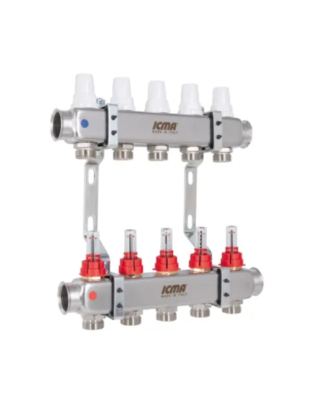 Колектор для теплої підлоги Icma № К073 5 виходів, з витратомірами