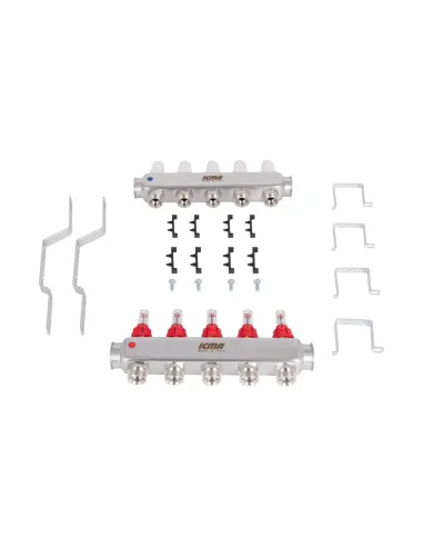 Коллектор для теплого пола Icma № К073 5 выходов, с расходомерами