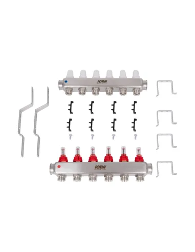 Колектор для теплої підлоги Icma № К073 6 виходів, з витратомірами