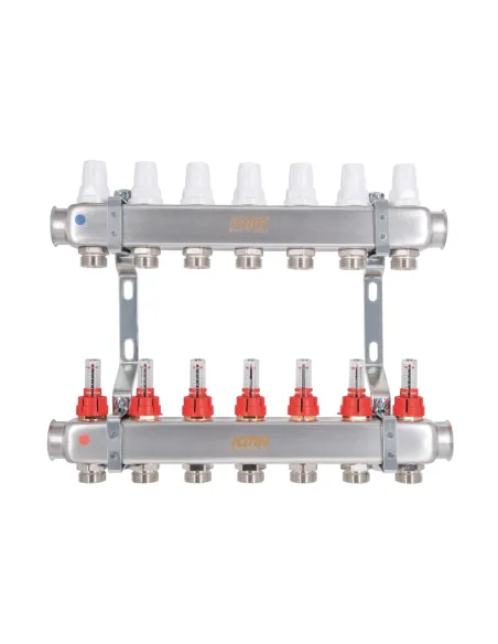 Коллектор для теплого пола Icma № К073 7 выходов, с расходомерами