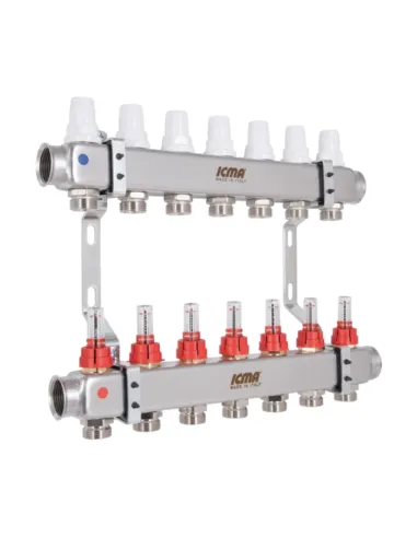 Колектор для теплої підлоги Icma № К073 7 виходів, з витратомірами