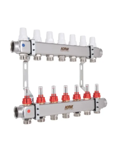 Колектор для теплої підлоги Icma № К073 7 виходів, з витратомірами