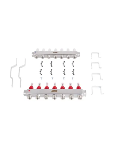 Коллектор для теплого пола Icma № К073 7 выходов, с расходомерами