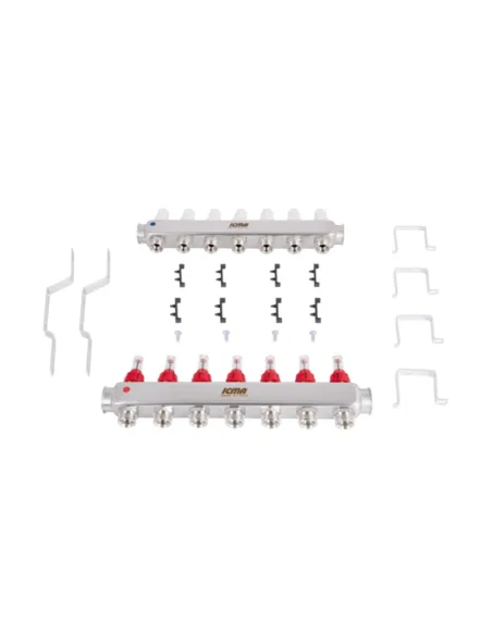 Коллектор для теплого пола Icma № К073 7 выходов, с расходомерами