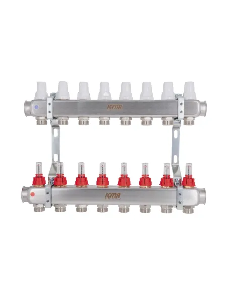 Коллектор для теплого пола Icma № К073 8 выходов, с расходомерами