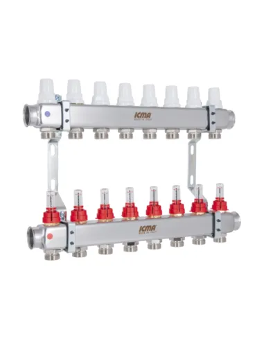 Колектор для теплої підлоги Icma № К073 8 виходів, з витратомірами