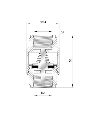 Обратный клапан Thermo Alliance Forte 1/2 дюйма, латунный шток