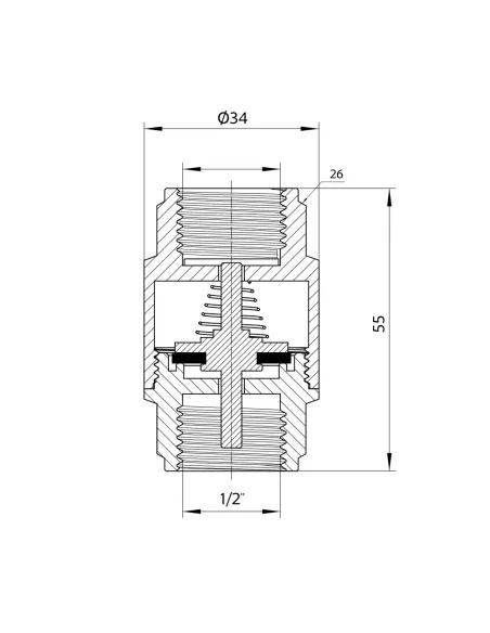 Обратный клапан Thermo Alliance Forte 1/2 дюйма, латунный шток Обратный клапан Thermo Alliance Forte 1/2 дюйма, латунный шток