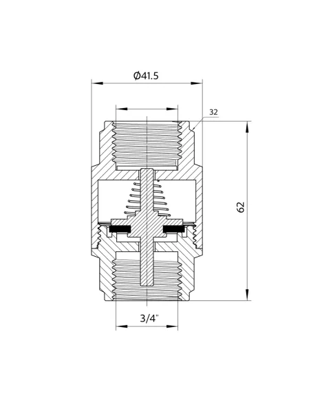 Зворотний клапан Thermo Alliance Forte 3/4 дюйми, латунний шток
